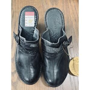 Born Womens Wenonah Platform Black Leather Studded Mule Clogs US 10 Shoes Buckle